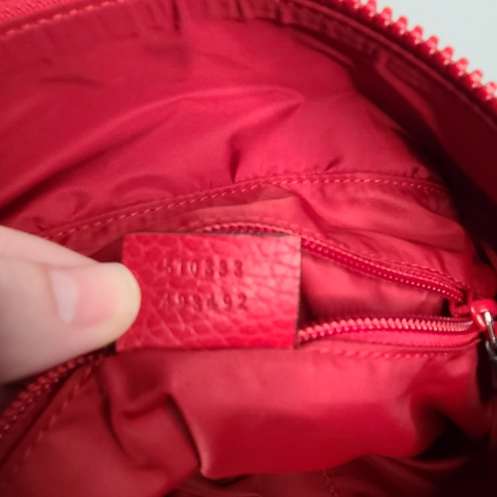 SOLD!!!  Gucci Nylon & Leather Red Tote Crossbody - Picture 6 of 8